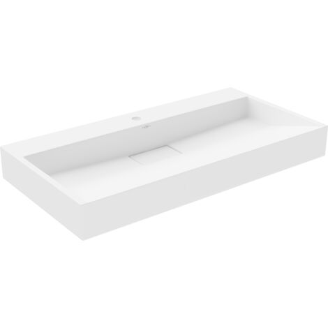 Mexen Ava lavabo de comptoir en conglomérat 1 trou 90 x 46 cm, Blanc - 23019001 (1/5)