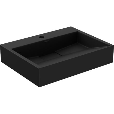 Mexen Ava lavabo de comptoir en conglomérat 1 trou 50 x 38 cm, Noir - 23015071 (1/5)