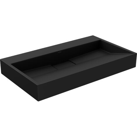 Mexen Ava lavabo de comptoir en conglomérat sans trou 80 x 46 cm, Noir - 23018070