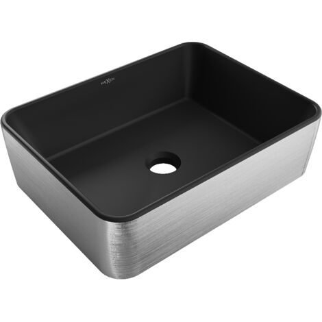 Mexen Catia lavabo de comptoir 48 x 37 cm, Noir mat/Argent motif lignes - 21314873 (1/5)