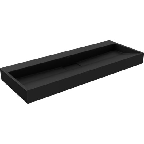 Mexen – Lavabo de comptoir en conglomérat noir 120 x 46 cm – Vasque à poser sans trou – Design moderne – 23011270 - TROU 120 X