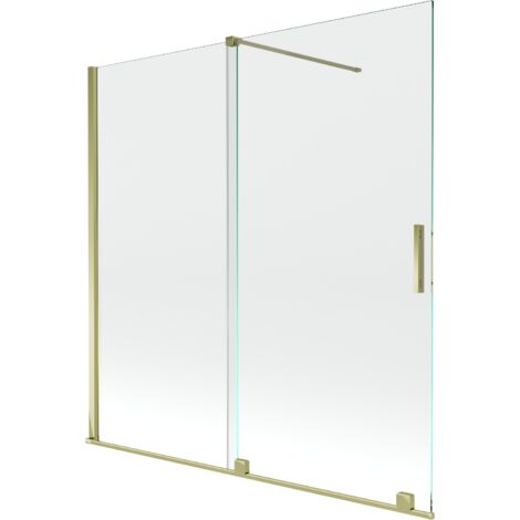 Mexen Velar écran de baignoire à 2 ailes coulissante 160 x 150 cm, transparent, or - 896-160-000-01-50