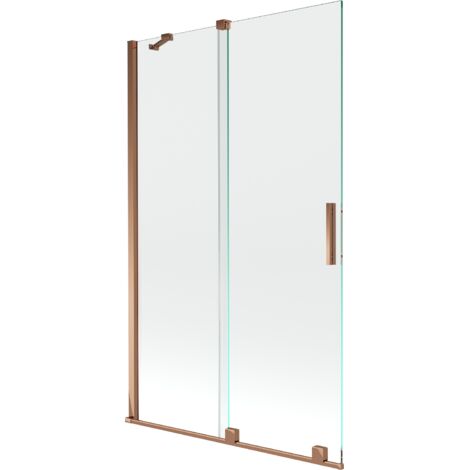 Mexen Velar écran de baignoire à 2 ailes coulissante 110 x 150 cm, transparent, Or rose - 896-110-000-01-60