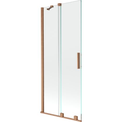 Mexen Velar écran de baignoire à 2 ailes coulissante 80 x 150 cm, transparent, Cuivre brossé - 896-080-000-01-65 (1/5)