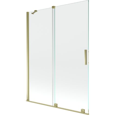 Mexen Velar écran de baignoire à 2 ailes coulissante 130 x 150 cm, transparent, or - 896-130-000-01-50