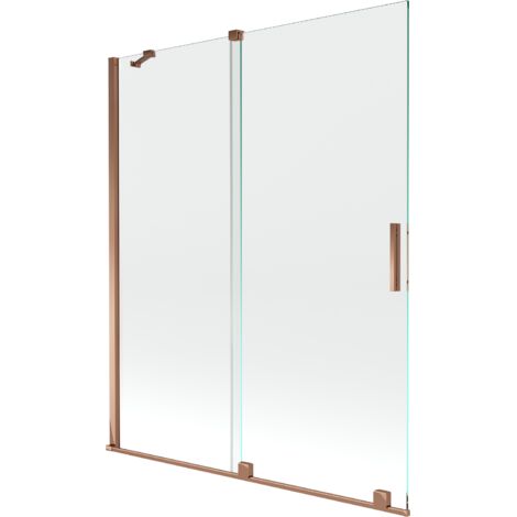 Mexen Velar écran de baignoire à 2 ailes coulissante 140 x 150 cm, transparent, Or rose - 896-140-000-01-60