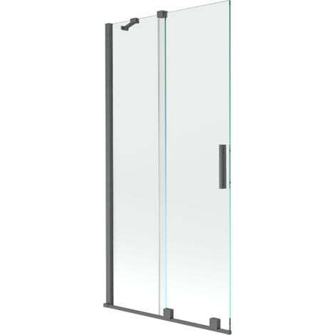 Mexen Velar écran de baignoire à 2 ailes coulissante 95 x 150 cm, transparent, gun gray brossé - 896-095-000-01-66