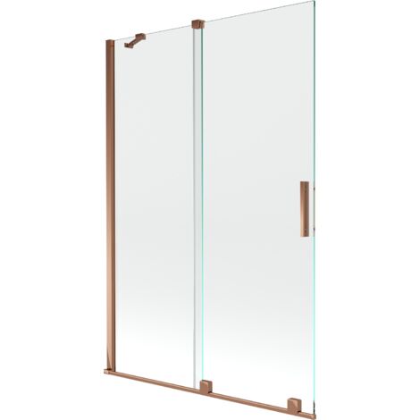 Mexen Velar écran de baignoire à 2 ailes coulissante 120 x 150 cm, transparent, Or rose - 896-120-000-01-60