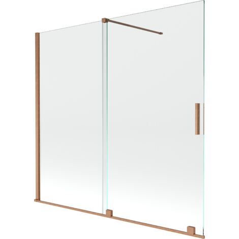 Mexen Velar écran de baignoire à 2 ailes coulissante 170 x 150 cm, transparent, Cuivre brossé - 896-170-000-01-65