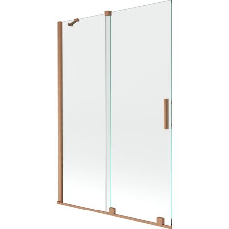 Mexen Velar écran de baignoire à 2 ailes coulissante 120 x 150 cm, transparent, Cuivre brossé - 896-120-000-01-65