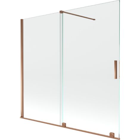 Mexen Velar écran de baignoire à 2 ailes coulissante 170 x 150 cm, transparent, Or rose - 896-170-000-01-60