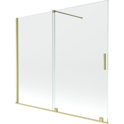 Mexen Velar écran de baignoire à 2 ailes coulissante 180 x 150 cm, transparent, or brossé - 896-180-000-01-55