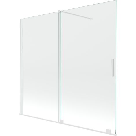 Mexen Velar écran de baignoire à 2 ailes coulissante 170 x 150 cm, transparent, Blanc - 896-170-000-01-20