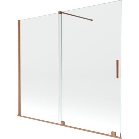 Mexen Velar écran de baignoire à 2 ailes coulissante 180 x 150 cm, transparent, Cuivre brossé - 896-180-000-01-65