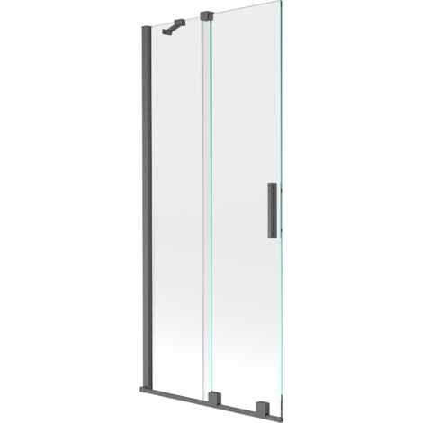 Mexen Velar écran de baignoire à 2 ailes coulissante 80 x 150 cm, transparent, gun gray brossé - 896-080-000-01-66