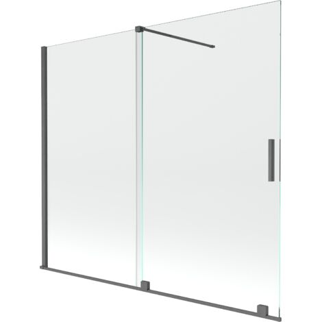 Mexen Velar écran de baignoire à 2 ailes coulissante 180 x 160 cm, transparent, gun gray brossé - 896-180-000-01-66 (1/5)