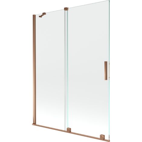 Mexen Velar écran de baignoire à 2 ailes coulissante 130 x 150 cm, transparent, Or rose - 896-130-000-01-60