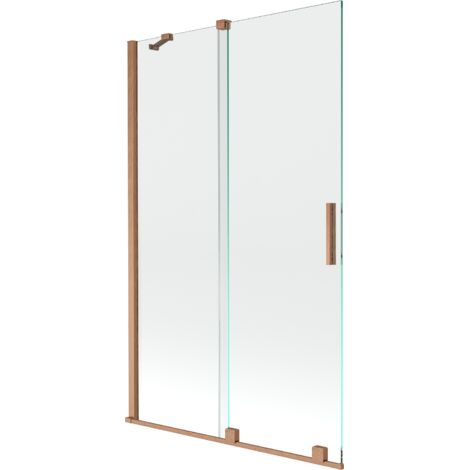 Mexen Velar écran de baignoire à 2 ailes coulissante 110 x 150 cm, transparent, Cuivre brossé - 896-110-000-01-65
