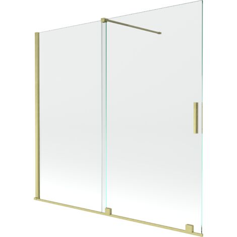 Mexen Velar écran de baignoire à 2 ailes coulissante 170 x 150 cm, transparent, or brossé - 896-170-000-01-55