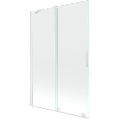 Mexen Velar écran de baignoire à 2 ailes coulissante 120 x 150 cm, transparent, Blanc - 896-120-000-01-20