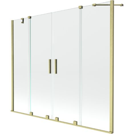 Mexen Velar Duo écran de baignoire à 2 ailes coulissante 170 x 150 cm, transparent, or brossé - 896-170-000-02-55 (1/5)