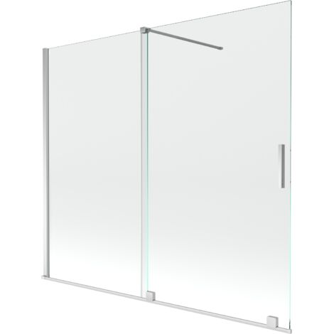 Mexen Velar écran de baignoire à 2 ailes coulissante 180 x 150 cm, transparent, Chrome - 896-180-000-01-01