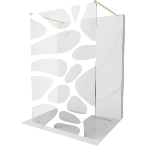 Mexen Kioto paroi de douche libre 130 x 200 cm, motif blanc 8 mm, doré brossé - 800-130-002-55-97 (1/5)