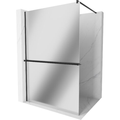 Mexen Kioto+ paroi de douche avec étagère Walk-in 120 x 200 cm, miroir, noir - 800-120-121-70-50