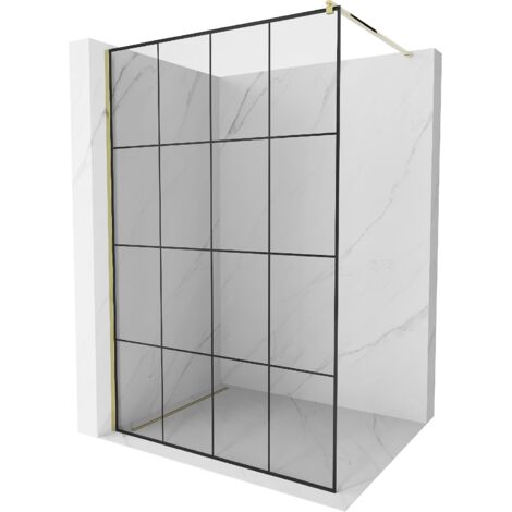 Mexen Kioto paroi de douche 130 x 200 cm, transparent/Design noir 8 mm, Or - 800-130-101-50-77 (1/5)