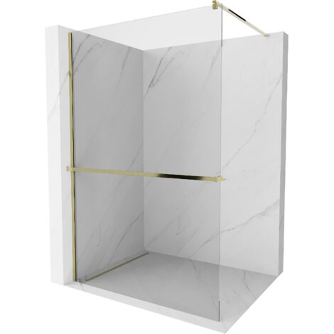 Mexen Kioto+ paroi de douche avec étagère Walk-in 80 x 200 cm, transparent, doré - 800-080-121-50-00