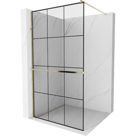 Mexen Kioto+ panneau de douche avec étagère Walk-in 110 x 200 cm, motif noir, doré - 800-110-121-50-77 (1/5)