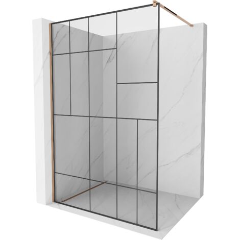 Mexen Kioto paroi de douche 120 x 200 cm, transparent/Design noir 8 mm, Or rose - 800-120-101-60-78 (1/5)
