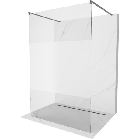 Mexen Kioto mur de douche autoportant 120 x 200 cm, transparent/satiné 8 mm, gris canon brossé - 800-120-002-66-35 (1/5)
