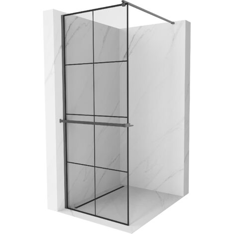 Mexen Kioto+ paroi de douche avec étagère Walk-in 80 x 200 cm, motif noir, gris gun brossé - 800-080-121-66-77 (1/5)