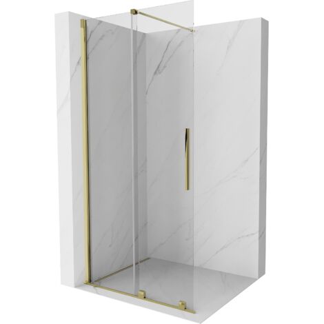 Mexen Velar paroi de douche coulissante Walk-in 120 x 200 cm, transparente 8 mm, dorée - 871-120-000-03-50 (1/5)