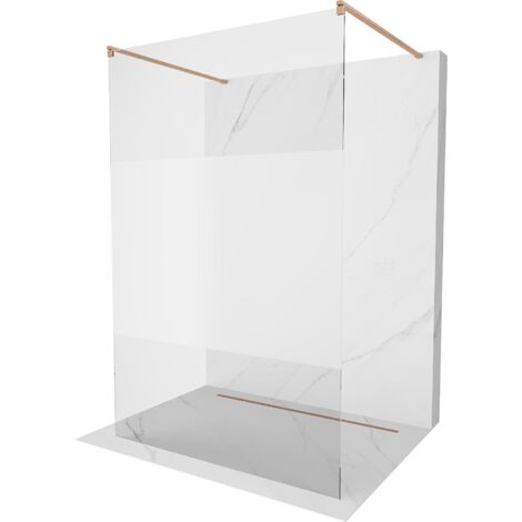 Mexen Kioto paroi de douche indépendante 100 x 200 cm, transparent/opaque 8 mm, laiton brossé - 800-100-002-65-35 (1/5)
