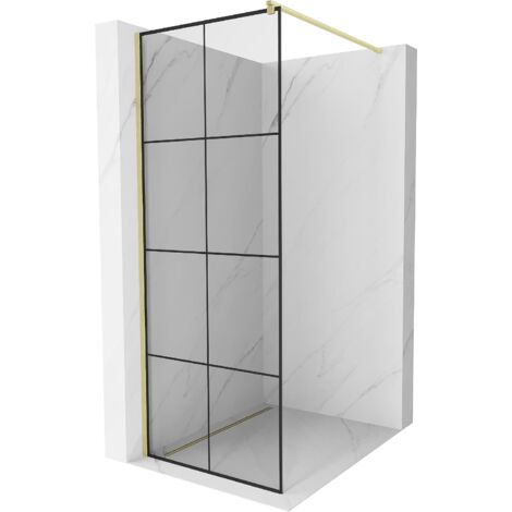 Mexen Kioto paroi de douche Walk-in 70 x 200 cm, motif noir 8 mm, doré brossé - 800-070-101-55-77 (1/5)