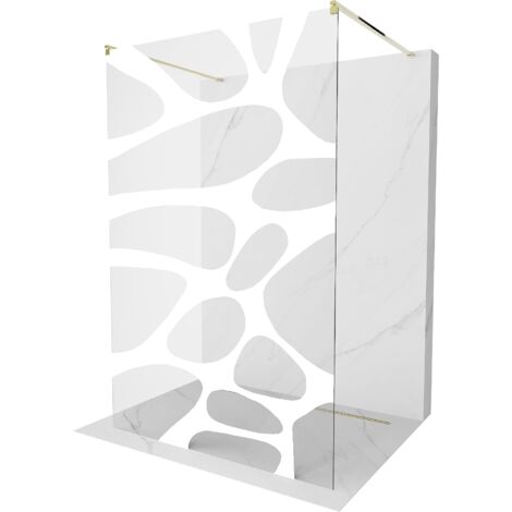 Mexen Kioto paroi de douche autoportante 100 x 200 cm, transparent/Design blanc 8 mm, Or - 800-100-002-50-97 (1/5)