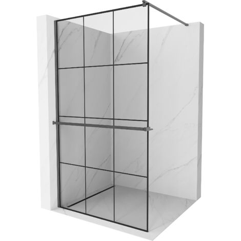 Mexen Kioto+ paroi de douche avec étagère Walk-in 110 x 200 cm, motif noir, gun gray brossé - 800-110-121-66-77 (1/5)