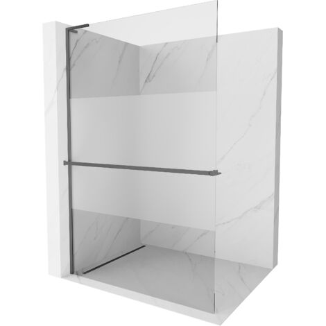 Mexen Kioto+ L panneau de douche avec étagère Walk-in 100 x 200 cm, transparent/satiné, gun metal - 800-100-123-95-35 (1/5)