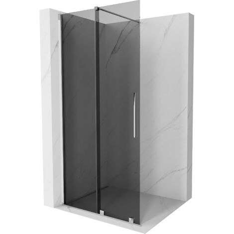 Paroi de douche Mexen Velar coulissante Walk-in 90 x 200 cm, graphite 8 mm, chrome - 871-090-000-43-01 (1/5)