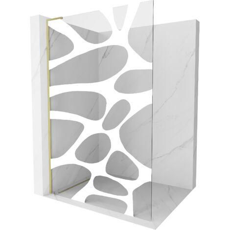 Mexen Kioto L paroi de douche Walk-in 80 x 200 cm, motif blanc, finition dorée - 800-080-103-55-97 (1/5)