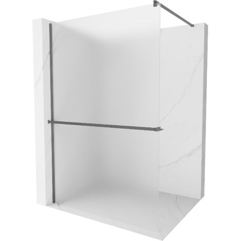 Mexen Kioto+ paroi de douche avec étagère Walk-in 140 x 200 cm, givré, gun metal - 800-140-121-95-30 (1/5)