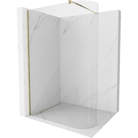 Mexen Kioto paroi de douche incurvée Walk-in 160 x 200 cm, transparent 8 mm, doré - 800-160-101-50-06 (1/5)