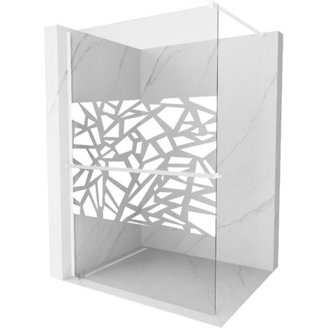 Mexen Kioto+ paroi de douche avec étagère Walk-in 100 x 200 cm, motif blanc, blanc - 800-100-121-20-85 (1/5)