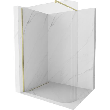 Mexen Kioto paroi de douche arrondie Walk-in 160 x 200 cm, transparent 8 mm, finition or brossé - 800-160-101-55-06 (1/5)