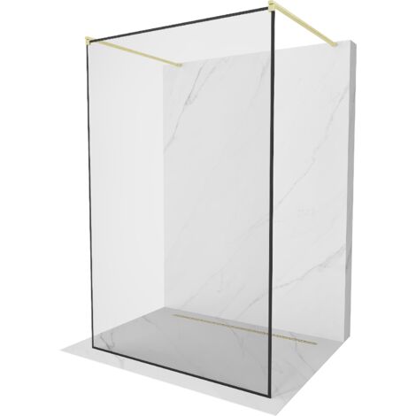 Mexen Kioto paroi de douche indépendante 130 x 200 cm, motif noir 8 mm, or brossé - 800-130-002-55-70 (1/5)