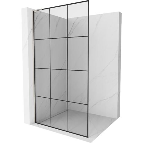 Mexen Kioto L paroi de douche Walk-in 120 x 200 cm, motif noir, nickel brossé - 800-120-103-97-77 (1/5)