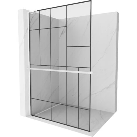 Mexen Kioto+ L paroi de douche avec étagère Walk-in 90 x 200 cm, motif noir, blanc - 800-090-123-20-78 (1/5)