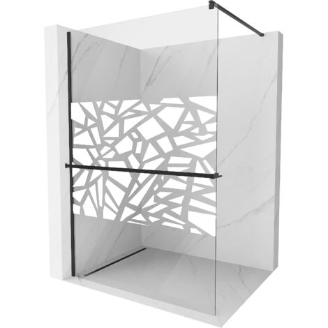 Mexen Kioto+ paroi de douche avec étagère Walk-in 110 x 200 cm, motif blanc, noir - 800-110-121-70-85 (1/5)